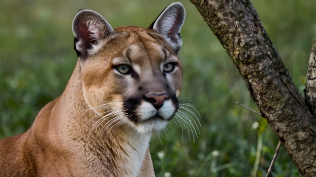 Majestic Cougar in Serene Forest Setting photo