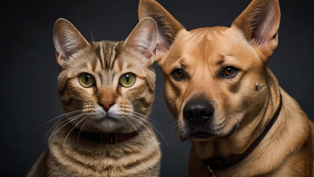 Adorable Cat and Dog Friends Posing Together photo