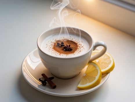 Cozy Winter Cup with Spices and Lemon Slice photo