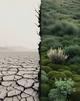 Climate change from drought to green growth photo
