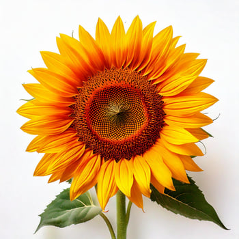 Bright sunflower, close up, isolated white background photo