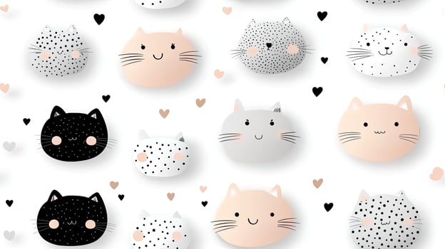 A pattern with cats and hearts on it photo