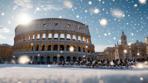 The colosseum in rome, italy, during the winter photo