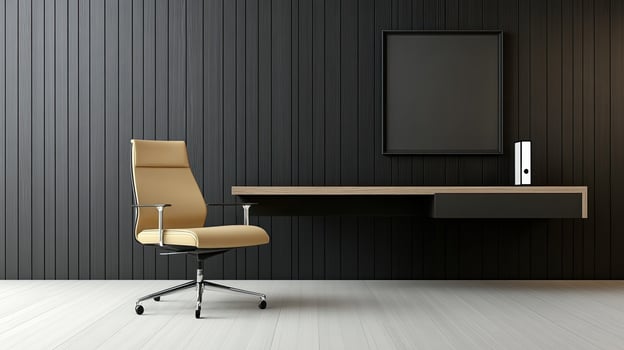 Modern office interior with desk and chair photo