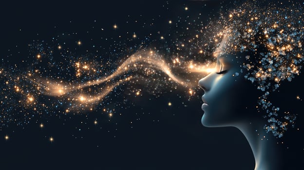 A woman with glowing stars in her hair photo