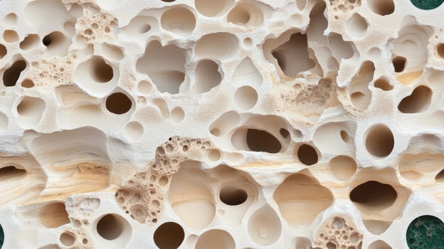 A close up of a piece of bone with holes photo