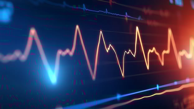 Intricate Medical ECG Display Showing Heartbeat Activity in Detailed Graph Lines photo