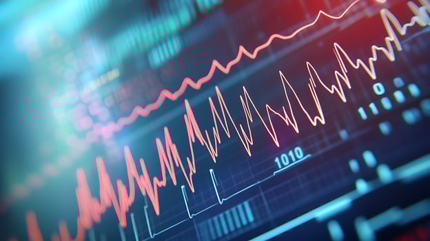 Precision ECG Monitor Close-Up Illustrating Detailed Heartbeat Activity Graph Lines photo