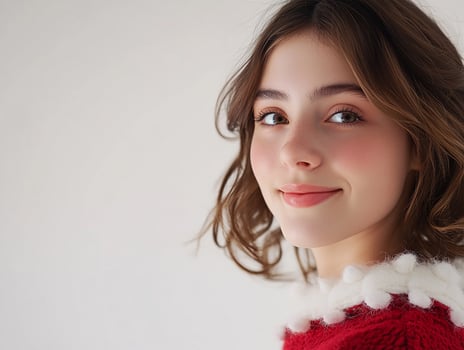 A young woman in a red sweater photo