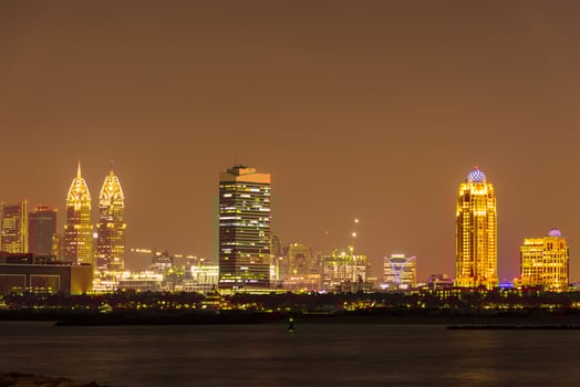 Night cityscape of Dubai city, UAE photo