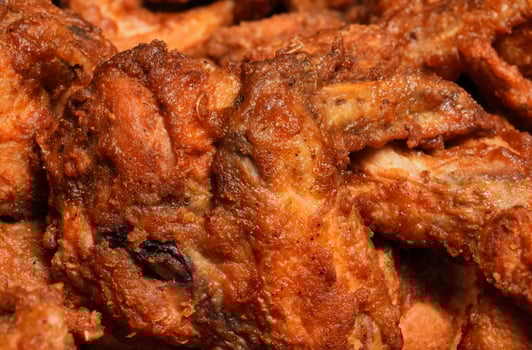 a close up of fried chicken wings photo