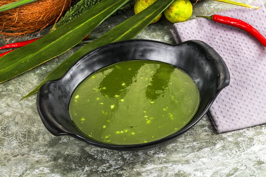 Green spinach cream vegan soup photo