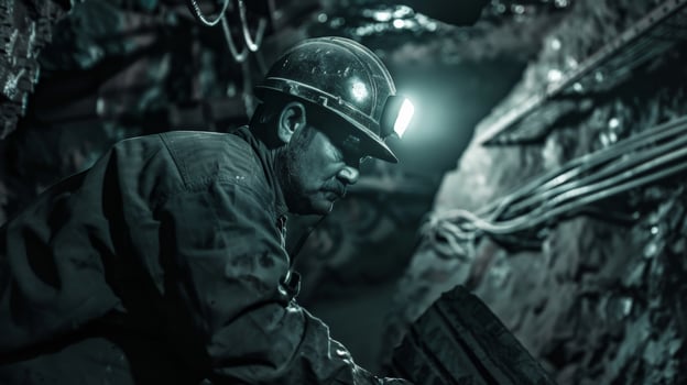 A coal miner working in a mine. photo