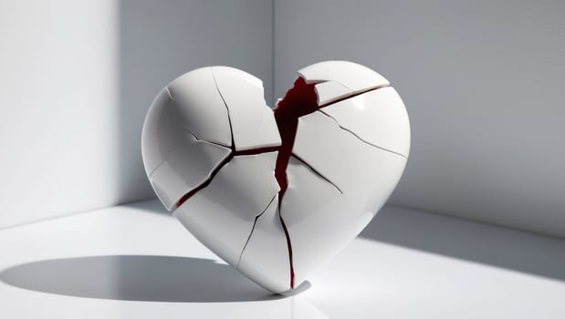 Broken Heart Concept with Cracks and Fractures photo