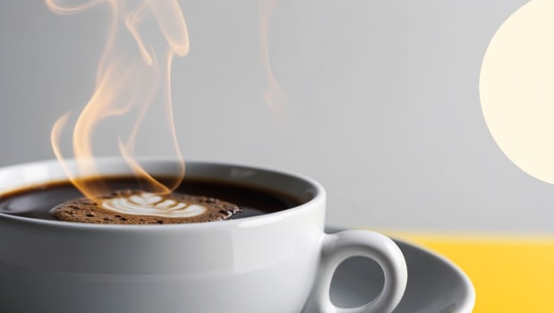 close up of a cup of coffee that is still warm photo