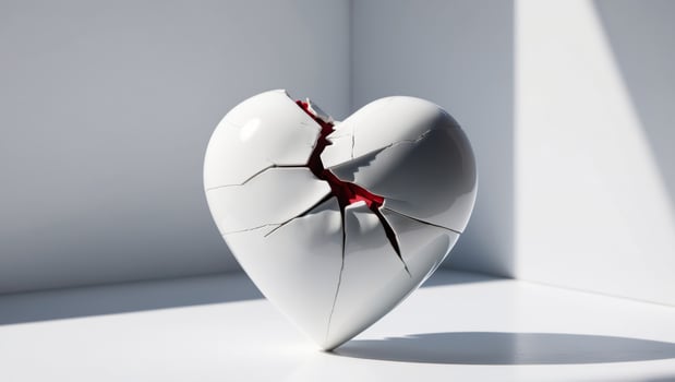 Broken Heart Concept with Cracks and Fractures photo