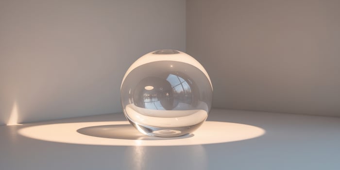 Tranquil Harmony - Glass Sphere with Soft Natural Light and Reflective Surface photo
