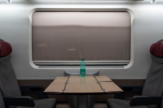 Left garbage in a train carriage photo