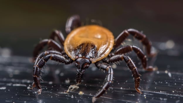 A macro shot of a deer tick, a common carrier of Lyme disease photo