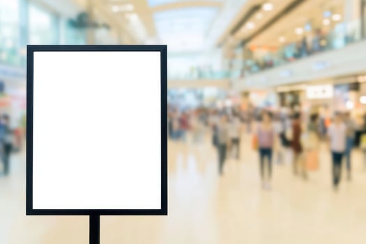 Blank Signage Mockup Indoor Shopping Mall Advertising photo