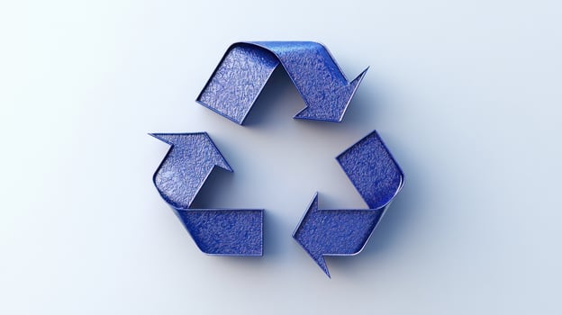 Textured blue recycling symbol represents eco friendly practices and the importance of sustainability photo