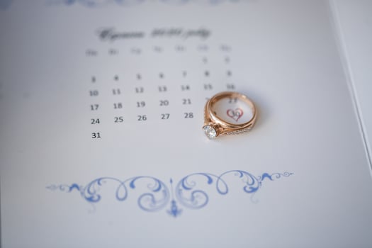 Wedding morning. Composition of the bride's accessories. View from above. Morning of the bride photo