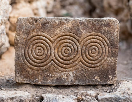 ancient stone carving with spiral patterns photo