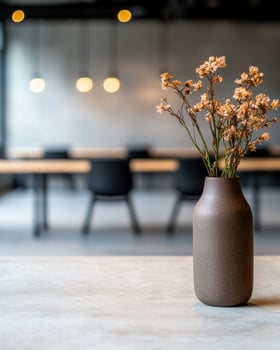 Floral arrangement in modern office setting photo