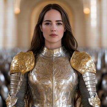 woman in ornate golden armor photo