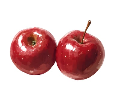 Two Shiny Red Apples with a Stem photo