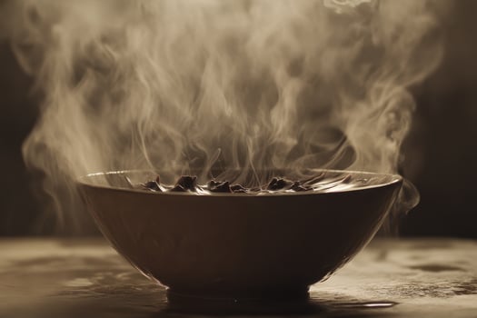 Steaming Bowl Of Hot Food Aroma Delicious photo