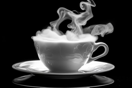 White Teacup Steaming Hot Beverage On Saucer photo