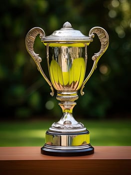 Ornate trophy with yellow feathers photo