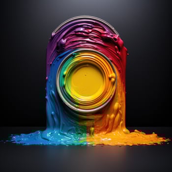 Vibrant paint colors swirling in a glass jar photo