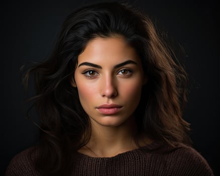 Thoughtful young woman with dark hair photo
