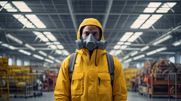 worker in protective gear in industrial setting photo