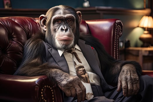 Sophisticated chimpanzee in formal attire photo