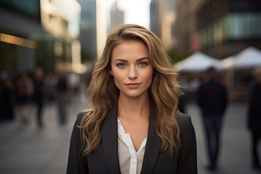 Confident businesswoman in the city photo