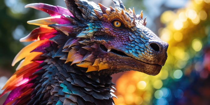Colorful dragon like creature in nature photo