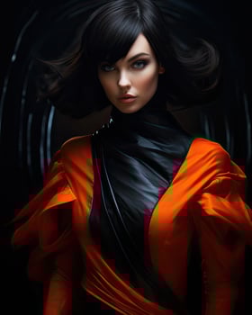 Dramatic fashion portrait with bold colors and dramatic lighting photo