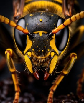 Extreme close up of a vibrant yellow and black insect photo