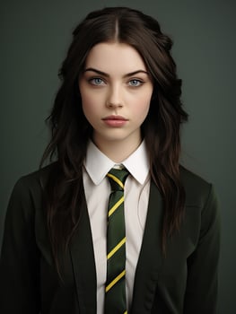 serious young woman in school uniform photo