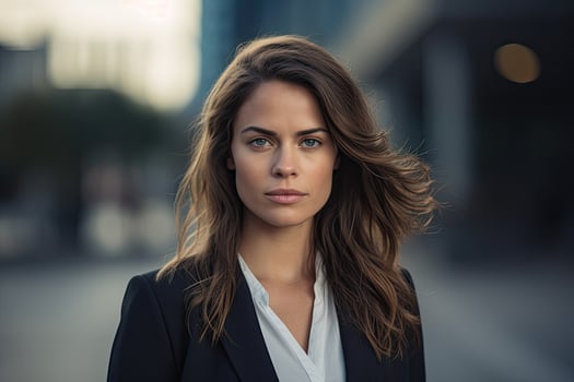 Confident business professional with flowing hair photo