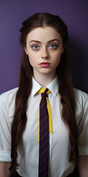 Serious young woman in school uniform photo