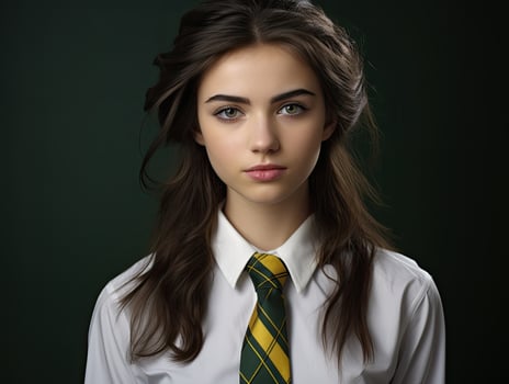 serious young woman in school uniform photo