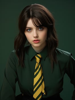 young woman in school uniform with serious expression photo