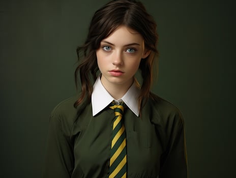 serious young woman in school uniform photo