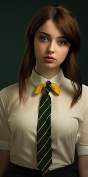 Serious young woman in school uniform photo