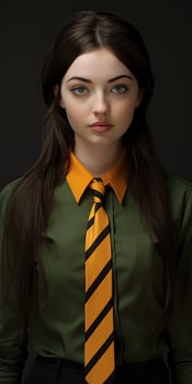 Serious young woman in school uniform photo
