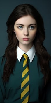 Serious young woman in school uniform photo